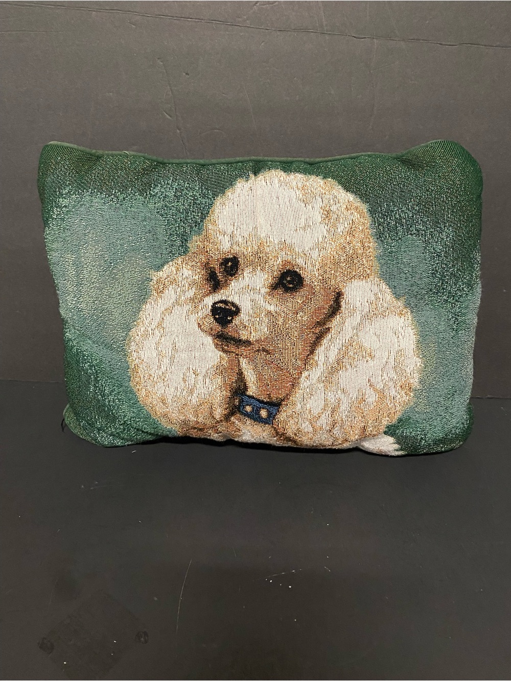 Linda Picken White Poodle Throw Vintage Signed Pillow